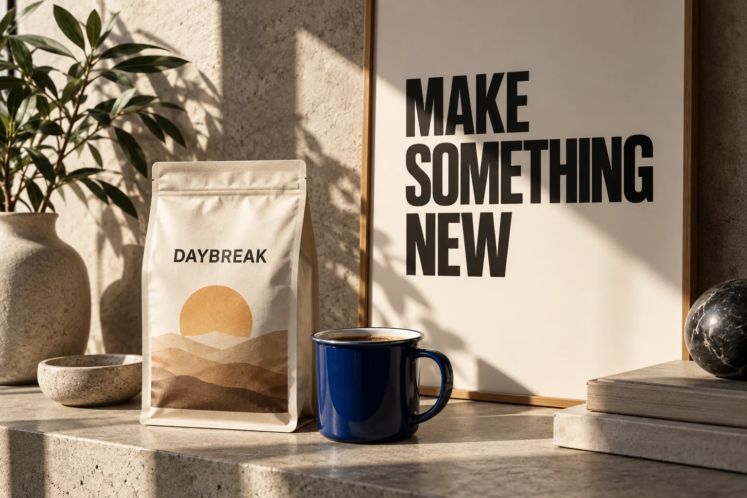 Daybreak 咖啡包装与字体设计海报